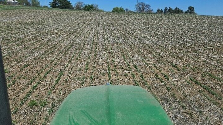 Image from the tractor of Winter Pea Demonstration at the Haskell Ag Lab